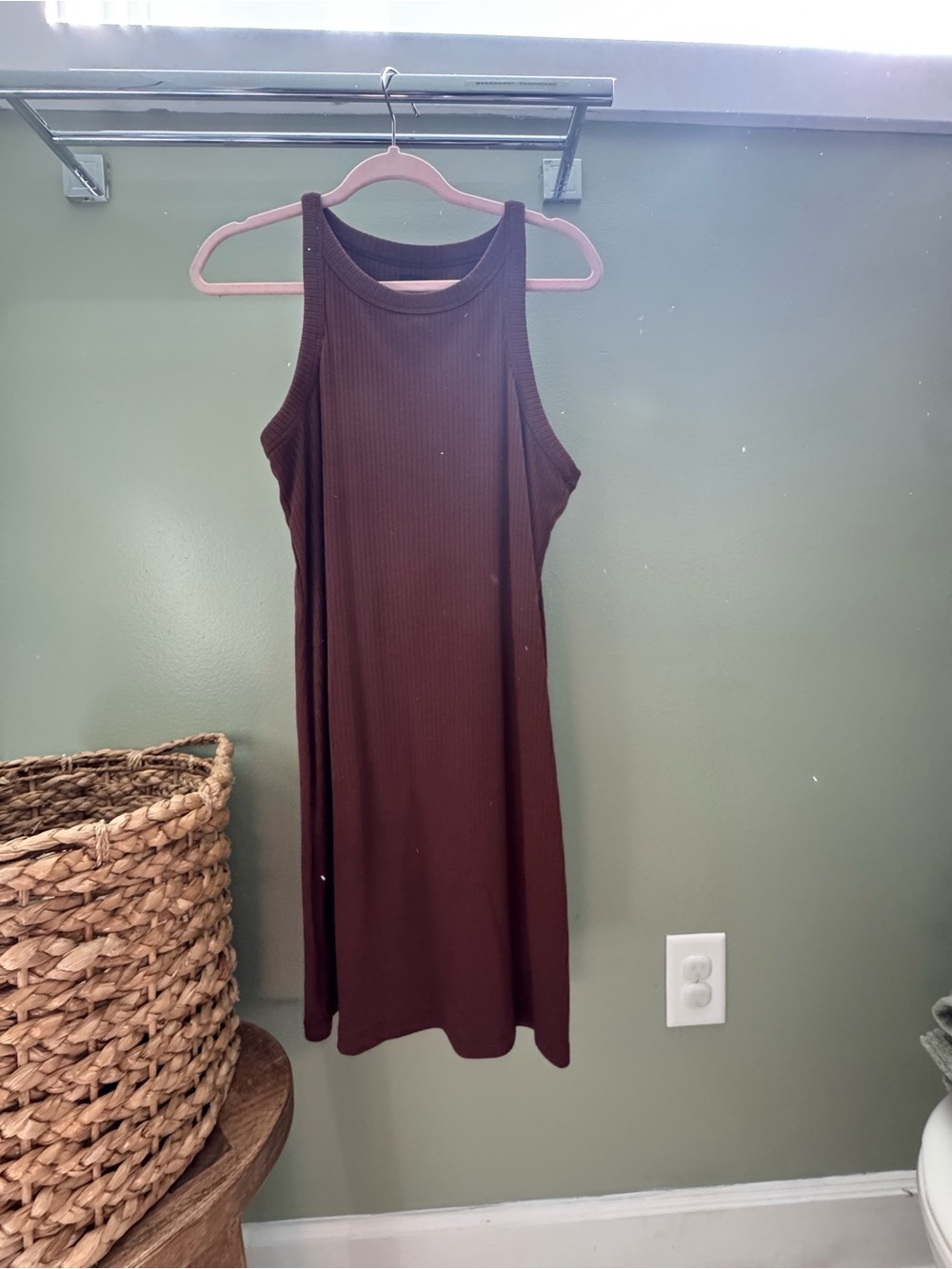 GAP Brown Ribbed Sleeveless Midi Dress